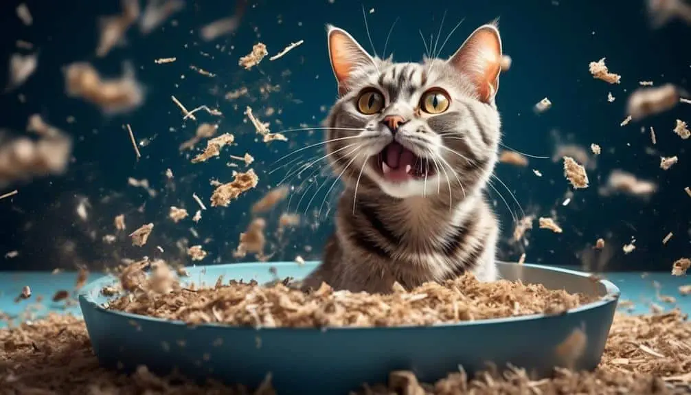 cat scratching litter box