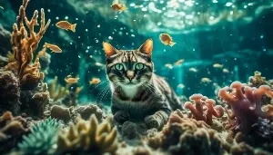 feline feast on octopus